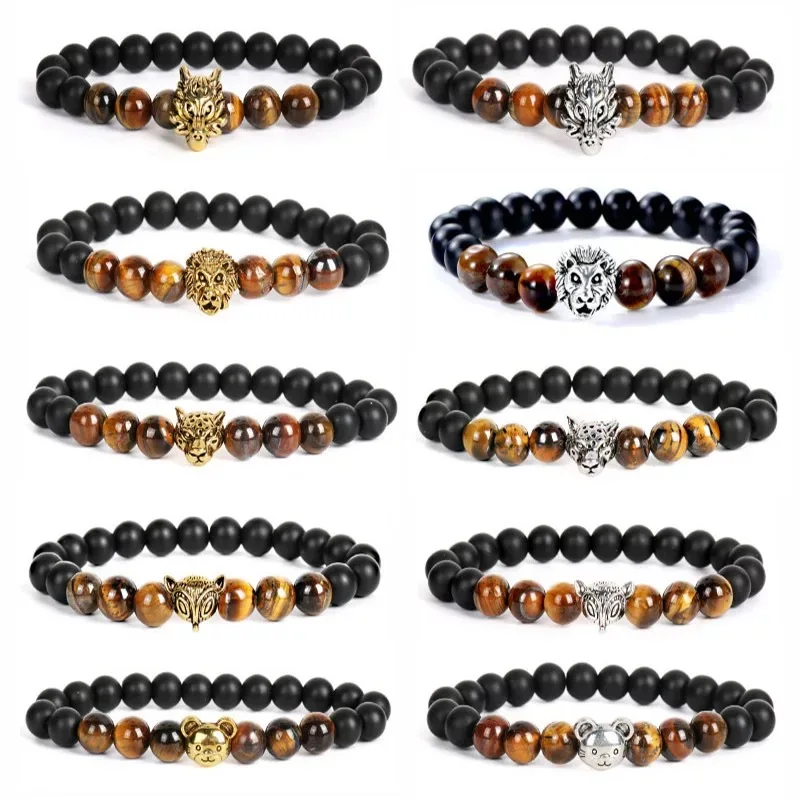 Мужские и женские браслеты из натурального камня Агаты с глазами тигра