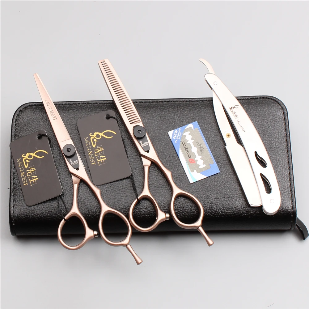 Японские Парикмахерские ножницы 440C Mr Rabbit Rose Gold 5 &quot16 см филировочные