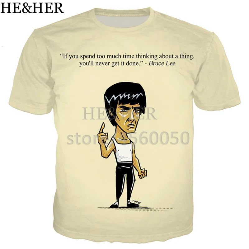 Новое поступление bruce Lee кунг фу футболка для мужчин и женщин Объёмный рисунок (3D