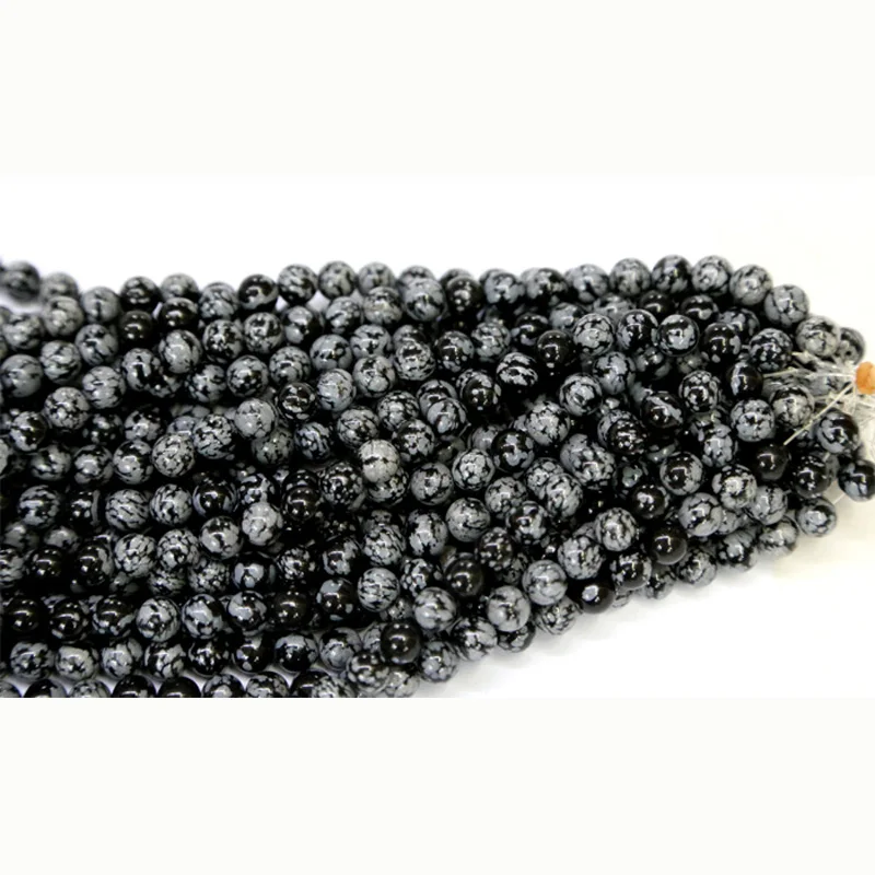 

Discount Wholesale Natural Snowflake Obsidian Round Loose Stone Beads 3-18mm Fit Jewelry DIY Necklaces or Bracelets 15" 03476