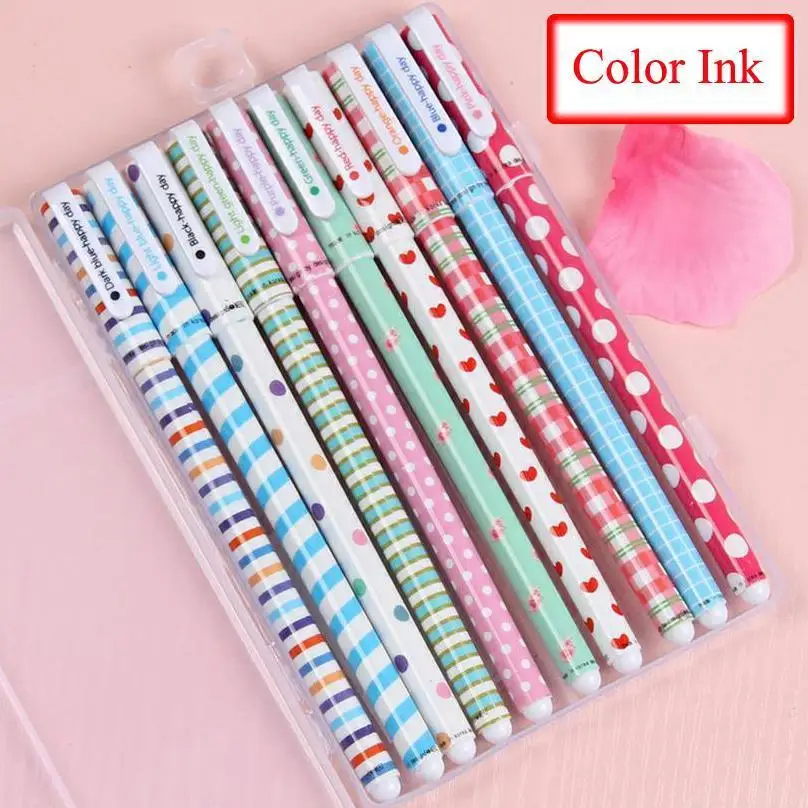 10pcs 6pcs kawaii flower colorful Chancery gel pen papelaria office school supplies stationary canetas coloridas color pen 04083 - Цвет: 04117-6