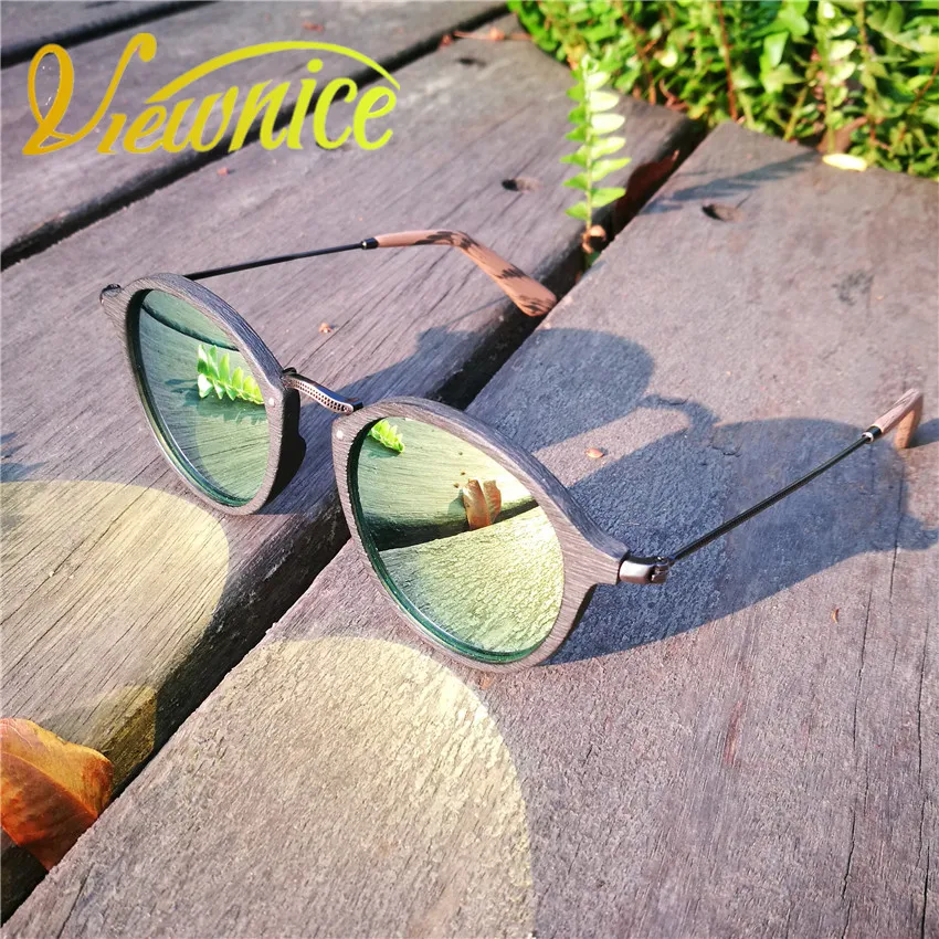 Мужские и женские солнцезащитные очки видоnice винтажные круглые деревянные в