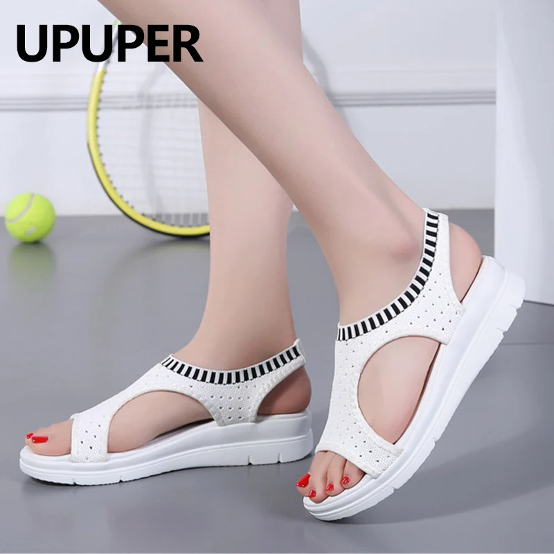 Upupper/дышащие удобные женские босоножки на танкетке Летние Босоножки с открытым