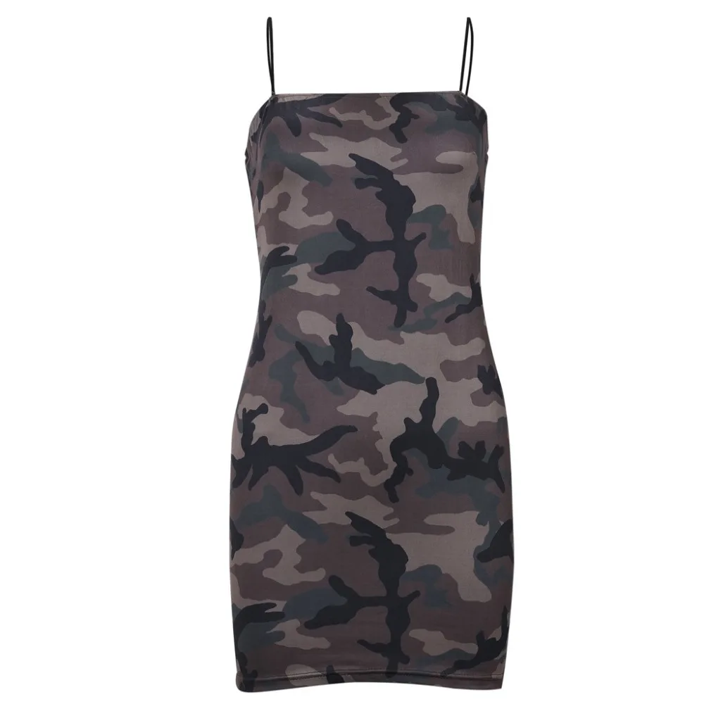 Сексуальное камуфляжное платье женская Свободная кофта без рукавов Bodycon Shesth