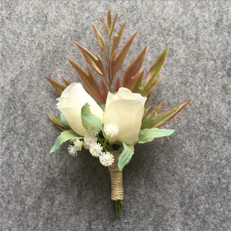 WeddingBobDIY искусственная белая роза свадебная вечевечерние цветок бутоньерка для
