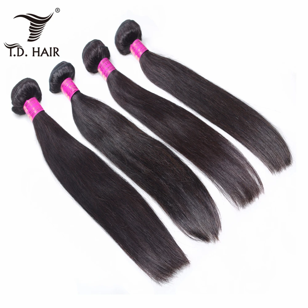 

4 Straight Human Hair Bundles Malaysia Hair Weave Bundles 1B Natural Color Cuticle Aligned tdhair
