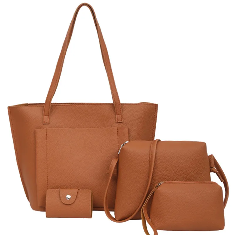 

4 Set Bolso Mujer Negro Fashion Hobos Women Bag Ladies Brand Leather Handbags Spring Casual Tote Bag Big Shoulder Bags For women