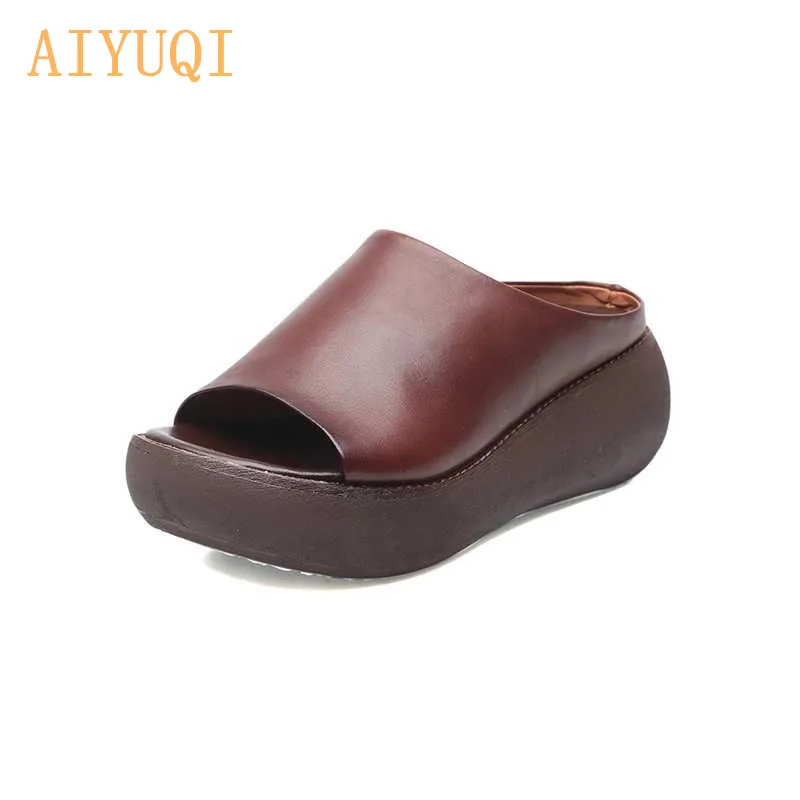AIYUQI/женские шлепанцы на платформе Новинка 2020 года женские сандалии из 100%
