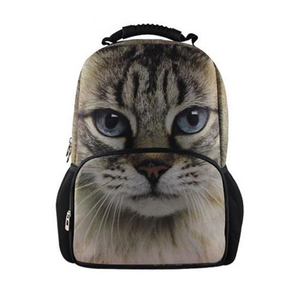 Модные детские школьные ранцы с 3D рисунком животного кота милая Зебра панда