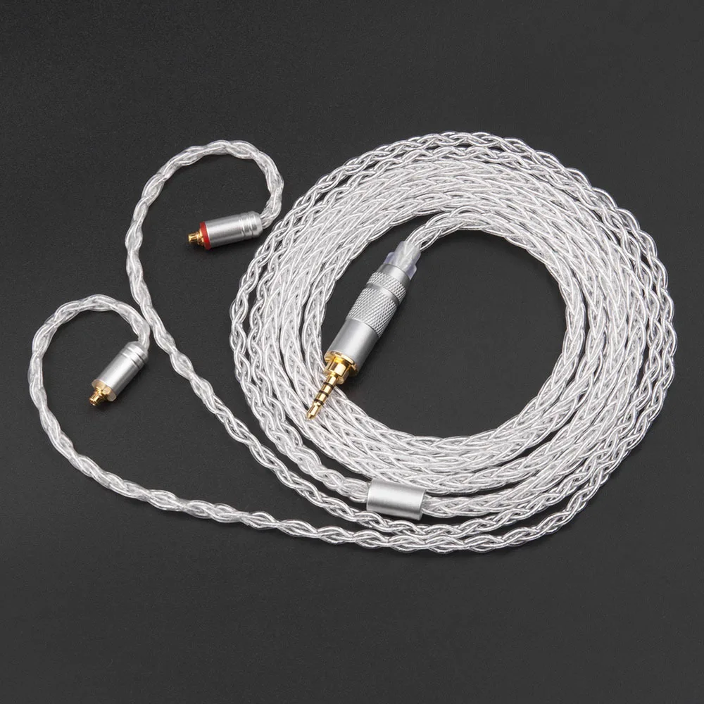 8 штук 3 5 мм 2 4 кабель MMCX для Shure SE215 SE535 SE846 pin ZS10 ZST ZAR ES4 ZS6 наушники посеребренный