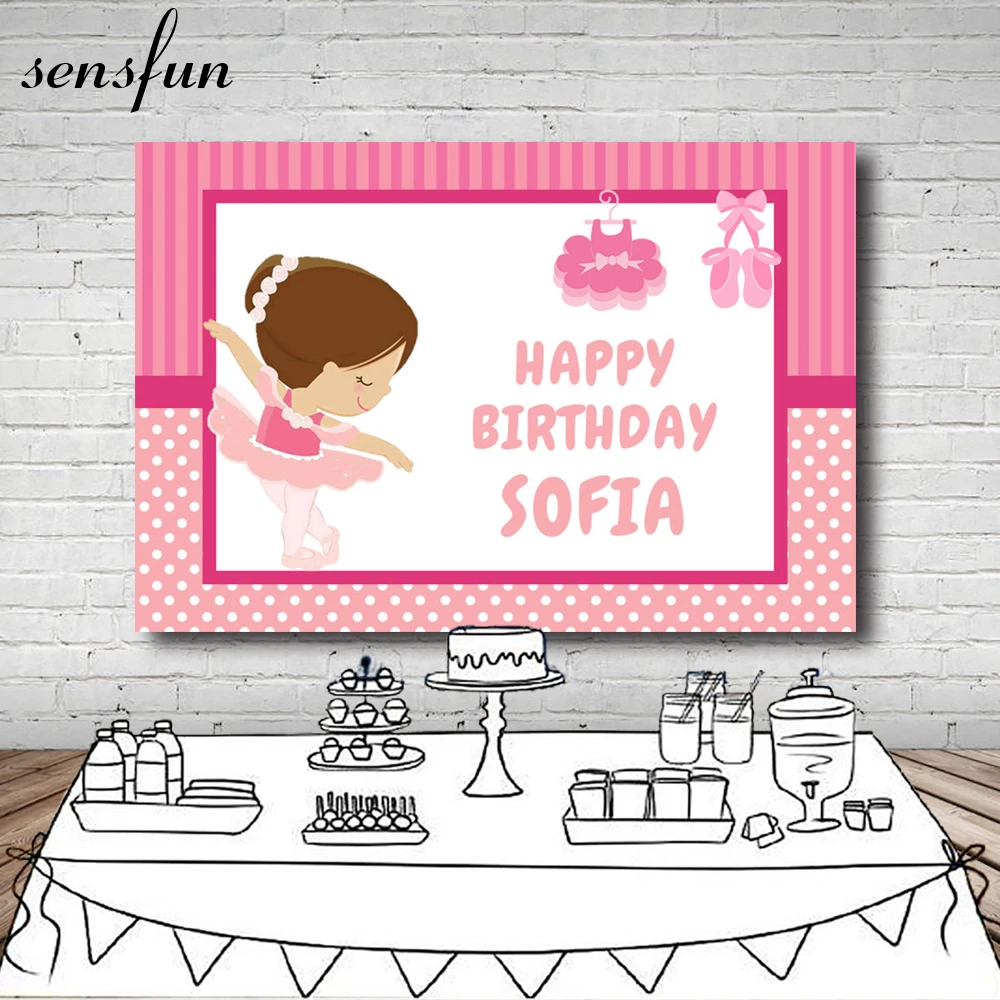 Sensfun маленькая девочка Танцующая балерина фон розовые полосы в горошек платье