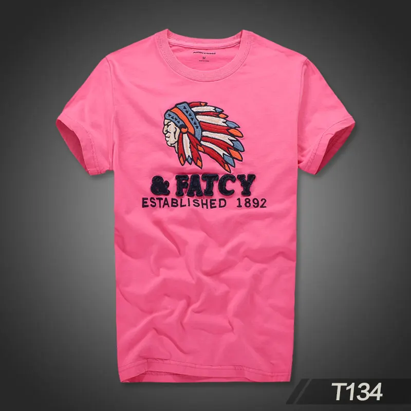 T134 Pink Мужская одежда из хлопка с круглым вырезом и короткими рукавами - Цвет: T134 Pink
