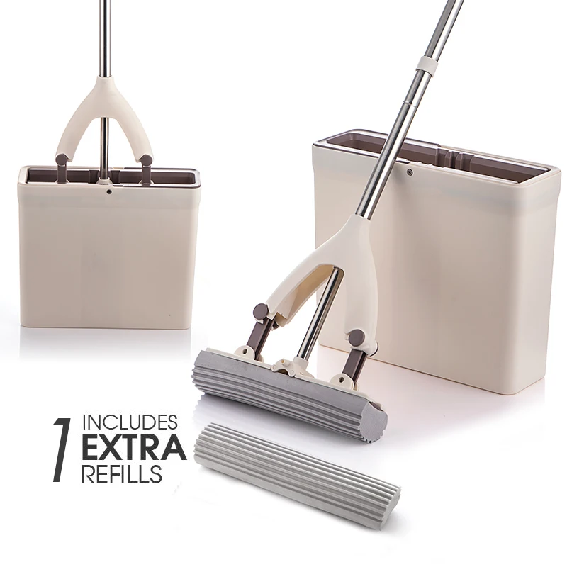 Ведерко для швабры без рук с выдавливаемой пластиной губка ПВА швабра Волшебные