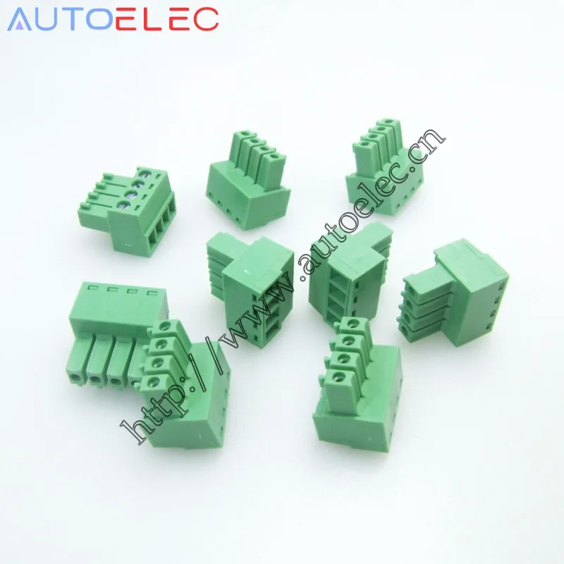 10Sets 3.5mm Pitch PCB Pluggable Terminal Blocks plug and socket pcb connector 2/3/4/5/6/7/8/9/10Poles right angle bend pin