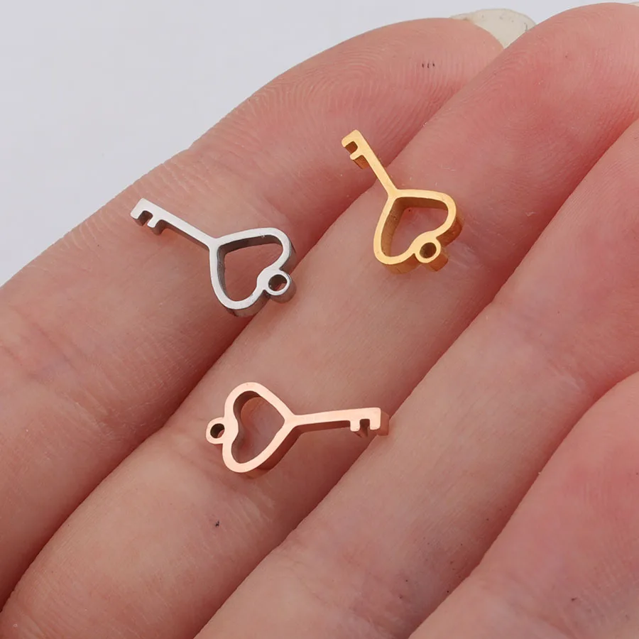 Fnixtar Mirror Polished Stainless Steel 9*12mm Love Heart Lock Pendant Key Charm 6.5*13mm DIY Neckalce 20piece/lot | Украшения и