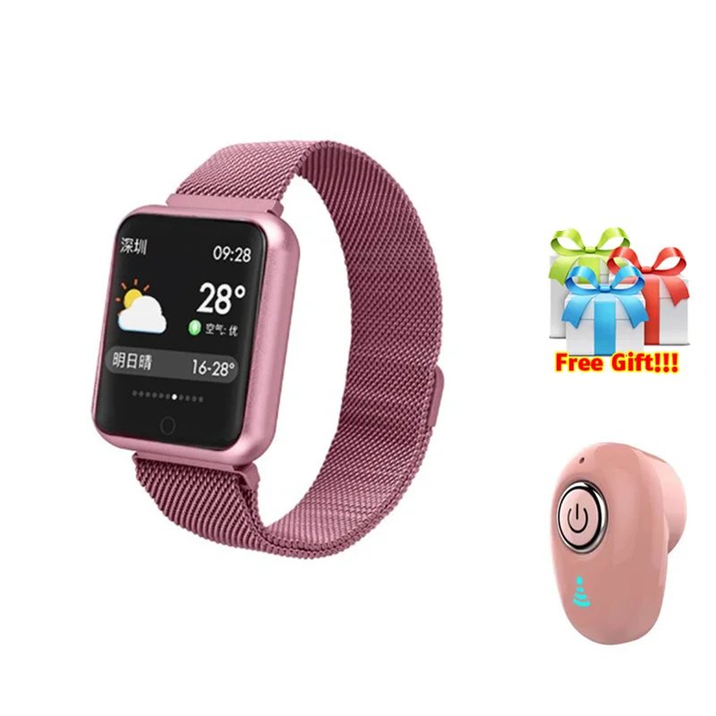 Умный браслет для женщин спортивный smartband монитор сна розовое золото фитнес-браслет погода трекер активности для iphone+ наушники подарок