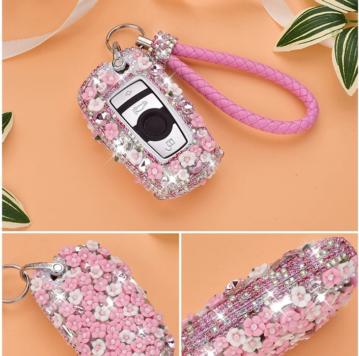 

Car Luxury Diamond Bling Key Case Holder Cover For BMW X3 X4 730 750 F30 F10 E90 E93 1 2 3 4 5 6 7 Series GT M1 2 3 Accessories
