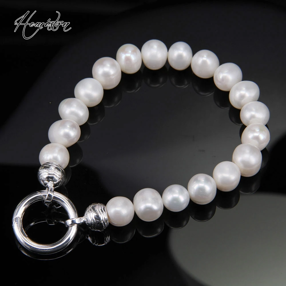

Thomas Freshwater Pearls Bead Elastic Bracelet with Circle Clasp, European Glamour Jewelry Soul Gift for Women TS 988