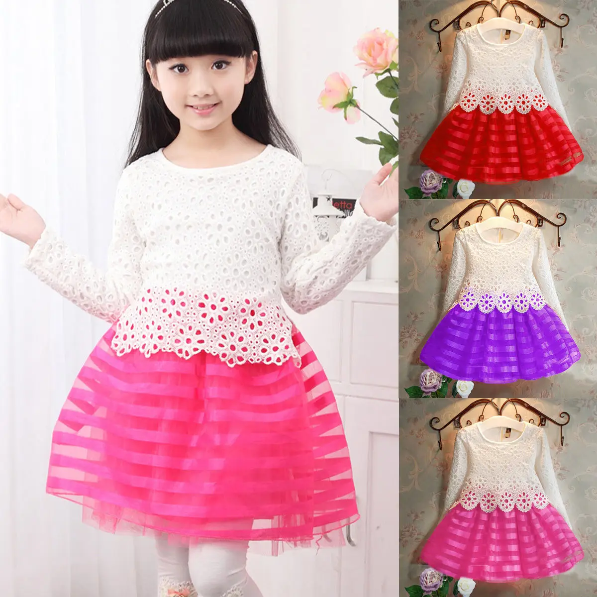 Весенние детские платья для маленьких девочек вязаное крючком кружевное бальное