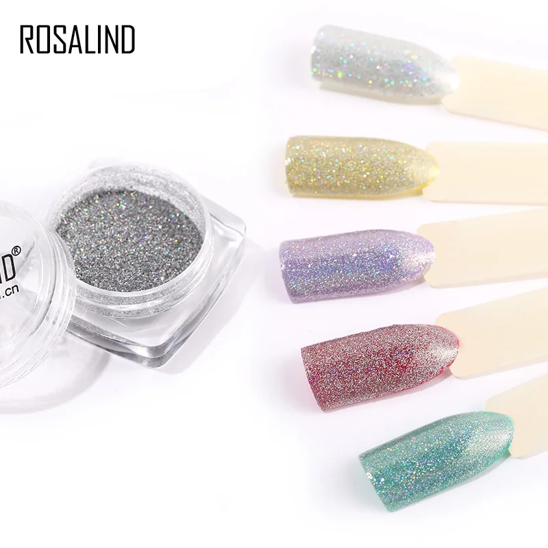 ROSALIND 1 шт. блеск для ногтей Порошковая голографическая пыль хромированный пигмент украшение ногтей блеск алюминиевый волшебный порошок с зеркальным эффектом