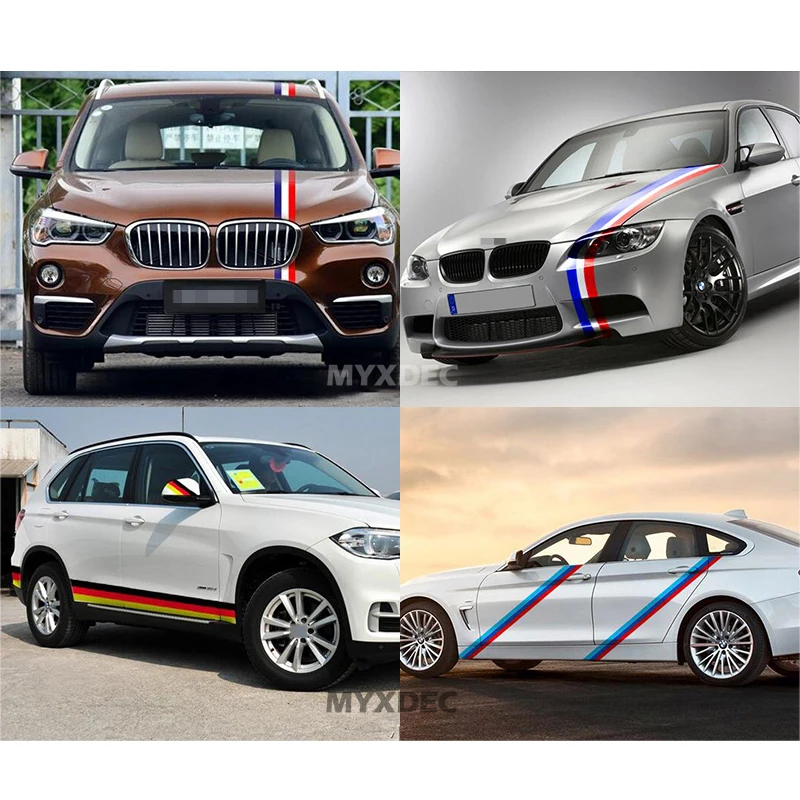

3 Meters 3 Colors Car Tail Waterproof PVC Sticker Badge Motorcycle Decoration Film Car Styling German France Italy Flag For BMW