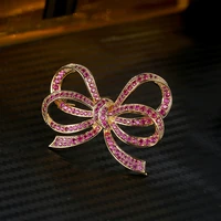 fym luxury gold color bowknot brooches red aaa cubic zirconia pin women jewelry wedding bijoux accessories fymbj0008