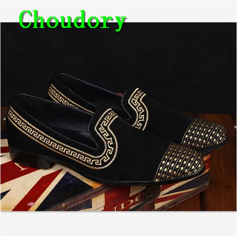 Choudory Вышитые Мужские Туфли Мокасины Кроссовки Твердые Дышащий Указал Свадьба