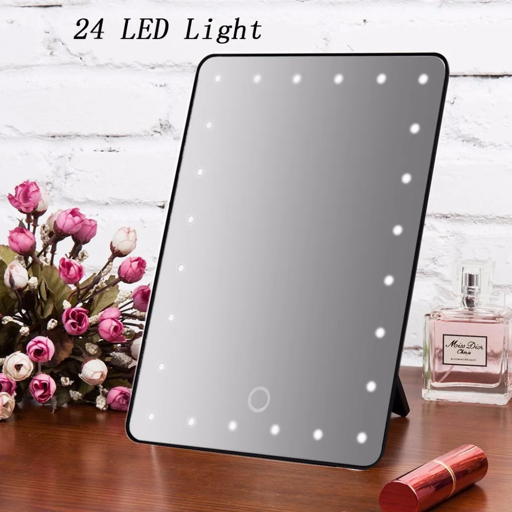 Большой Экран Макияж зеркало с подсветкой 24 яркий свет светодиодов 12 дюймов