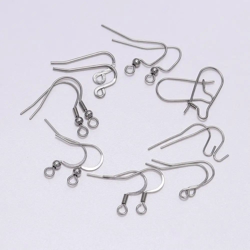 50Pcs/lot Stainless Steel Not Allergic Earring Hooks Earrings Clasps Earwire Connectors For DIY Jewelry Making Findings Supplies