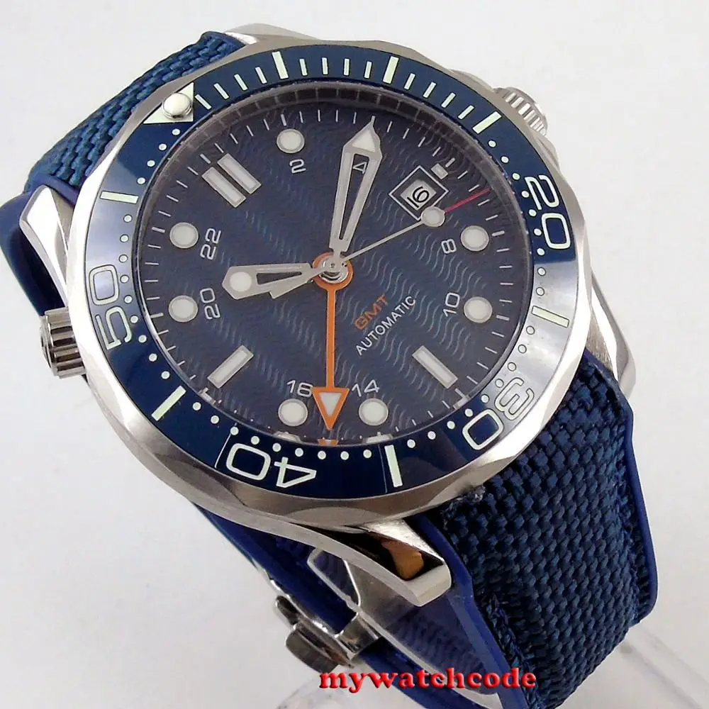 Мужские часы с синим циферблатом B239 41 мм керамическим GMT сапфировым стеклом и