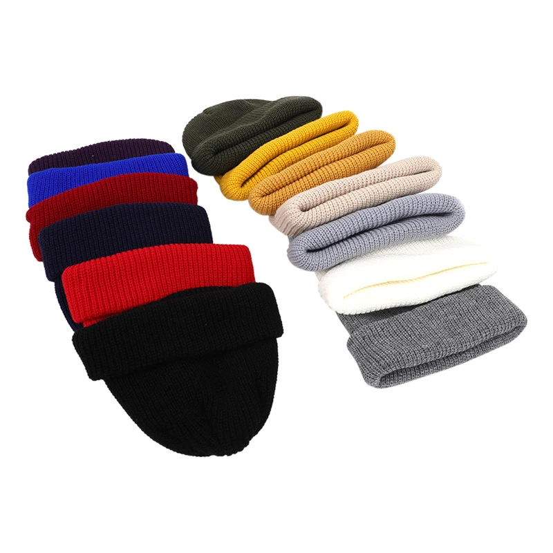 Winter Retro Brimless Baggy Melon Cap Cuff Docker Fisherman Beanies Hats For Men Knitted Hats for Women Skullcap Men Beanie Hat images - 6