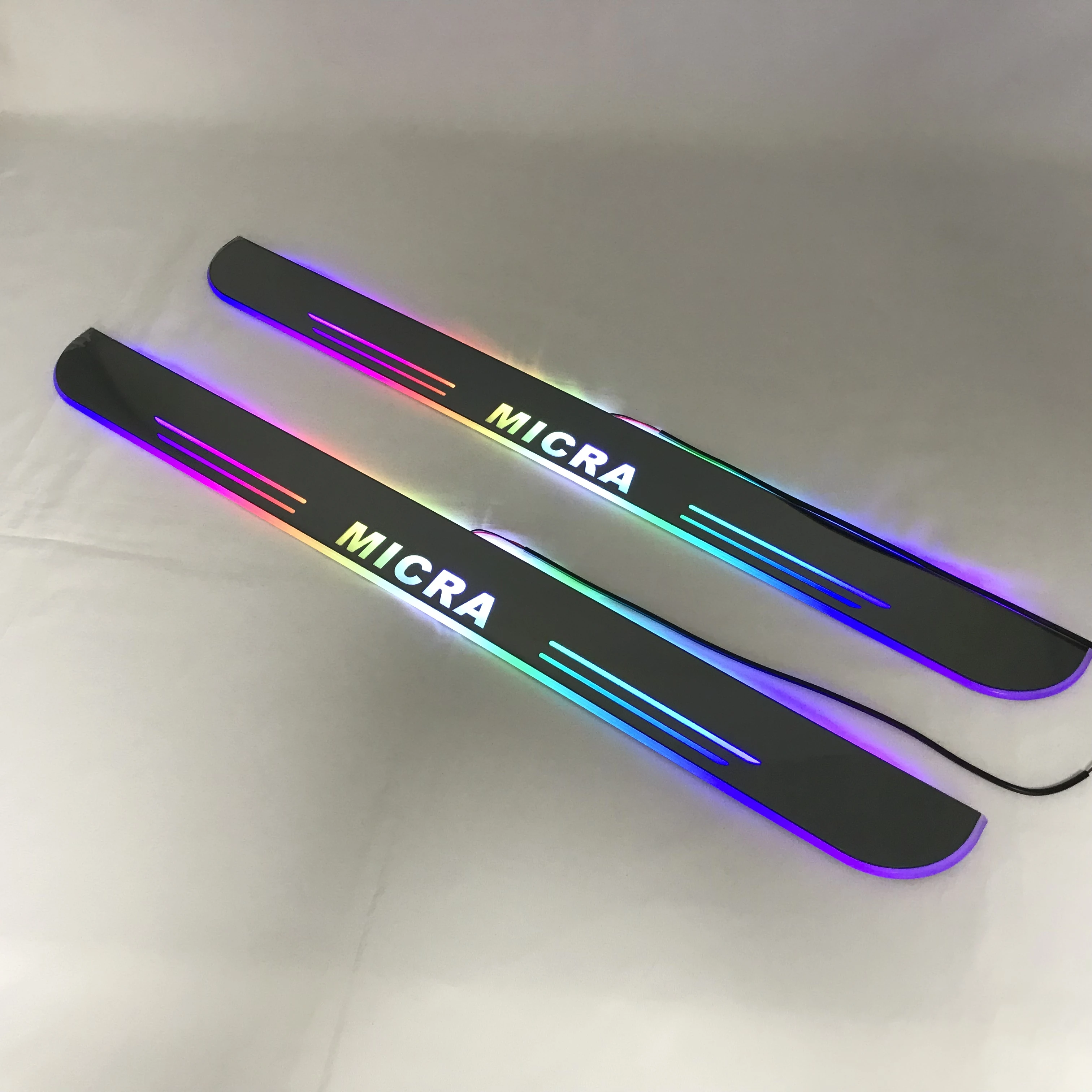 RQXR led движущиеся двери потертости для Nissan micra динамический порог пластина плоский накладной поток/фиксированный свет, 2 шт