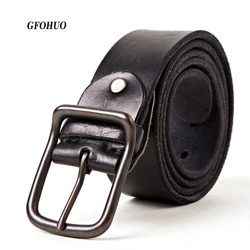 Ремень мужской из натуральной кожи роскошный винтажный широкий пояс для джинсов