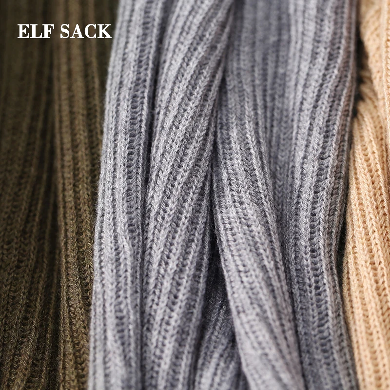 Женское платье с длинным рукавом ELFSACK осеннее до колена О-образным вырезом для