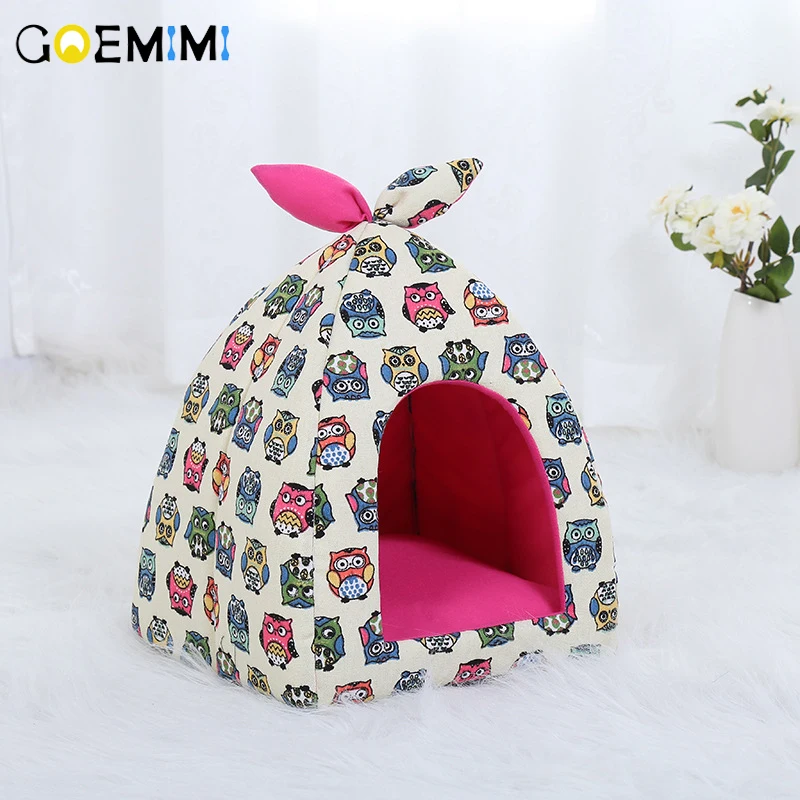 

New Winter Cat Cave House Lovely Soft Foldable Bed For Cat Puppy Dog Comfortable Pet Kennel Sleeping Bag For cats