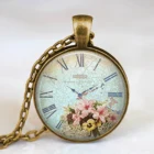 2019 Новая мода цветочные часы карманные часы бижутерия со стеклянными кабошонами винтажные бронзовые длинные цепочки ожерелье для женщин девушки подарок