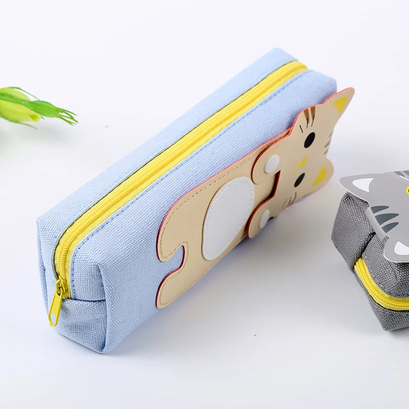 

Korean Cute Cartoon Cat Pencil Case Kawaii Pen Bag PU Cat Pencils Bags Stationery Storage Bag Escolor School Supplies BD829
