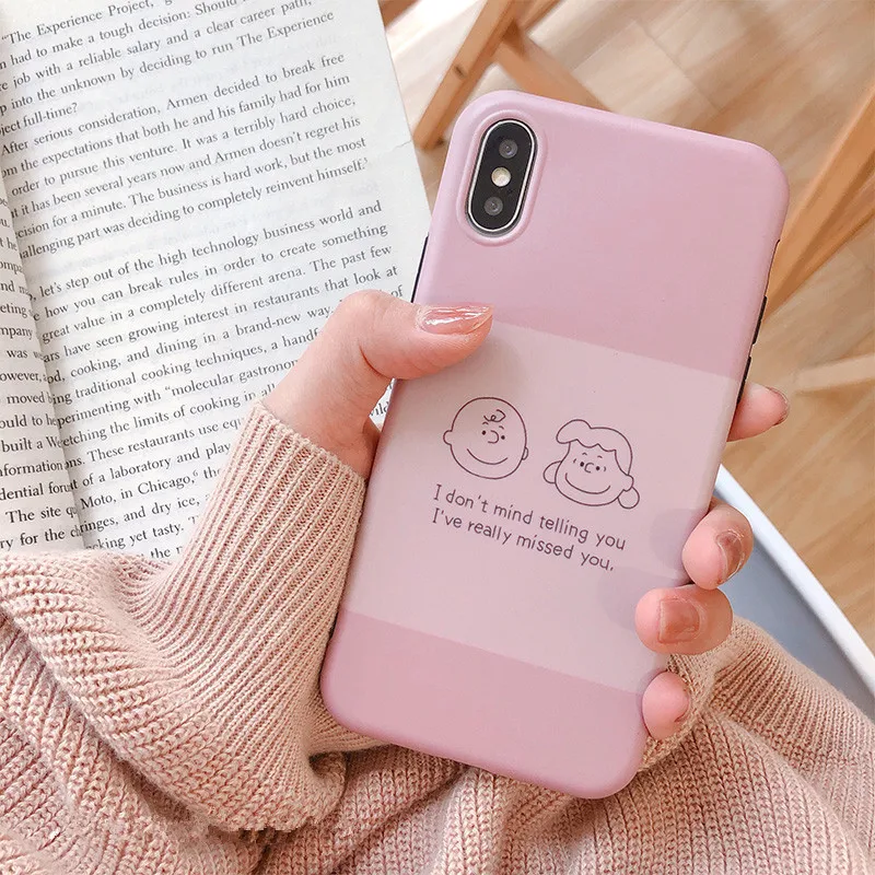 Милый мультяшный чехол для телефона с розовой иллюстрацией iPhone 7 Puls 6 6S 8Puls X Xs XR Xsmax