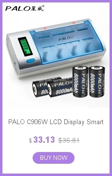 PALO светодиодный зарядное устройство для AA/AAA/SC/C/D/9 V nimh nicd аккумуляторная батарея+ 4 шт D размер nimh 8000mah батареи для фонарика нагреватель