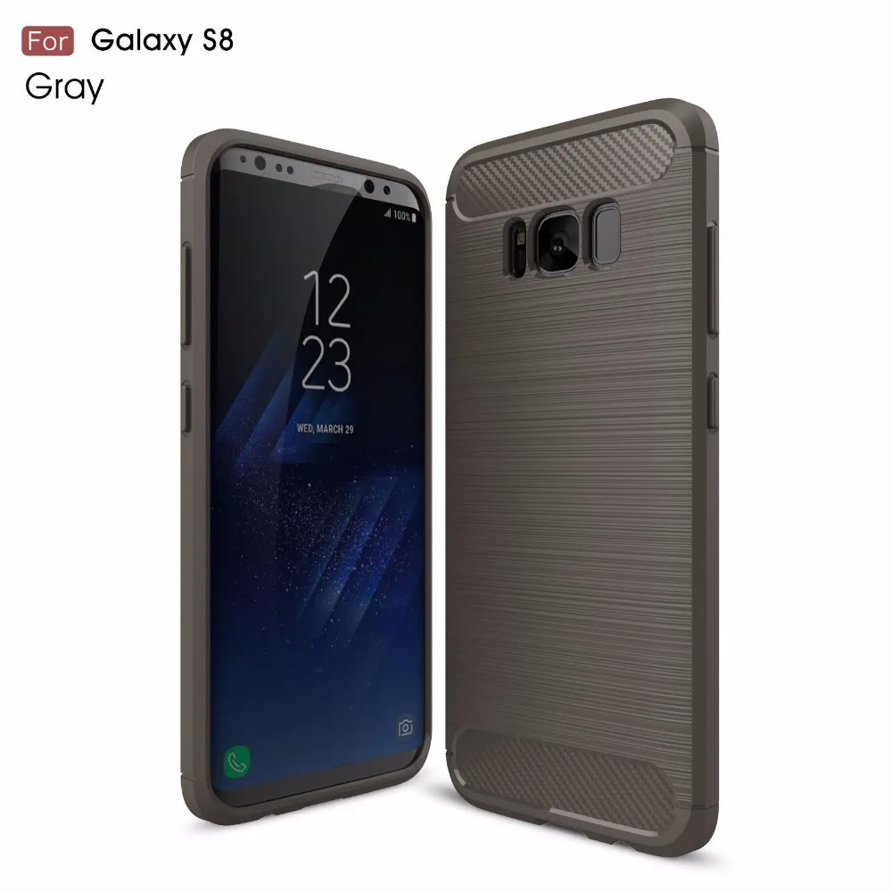 Fcoque Cover For Samsung S8 S8Plus Back Case Silicone Carbon Fiber Brushed TPU Mobile Phone Galaxy S6 S6Edge |
