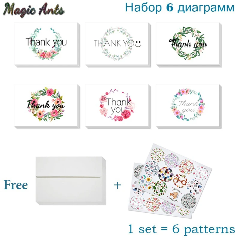 Цветы гирлянда Примечания спасибо карта с наклейки на конверте пользовательские