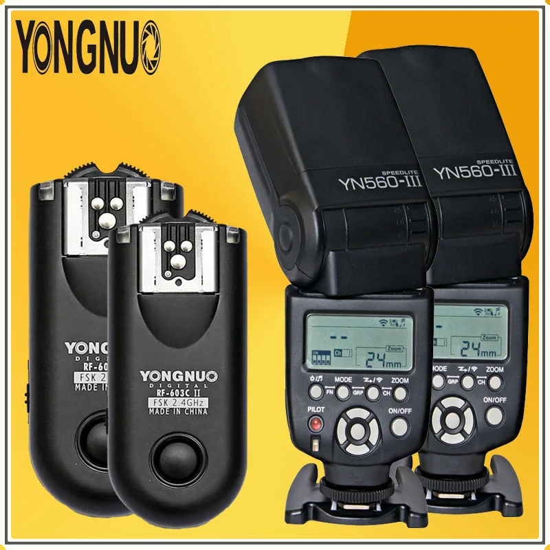YONGNUO 2 * YN560 III YN560III радиовспышка Speedlite Speedlight + шт. RF603C беспроводной триггерный