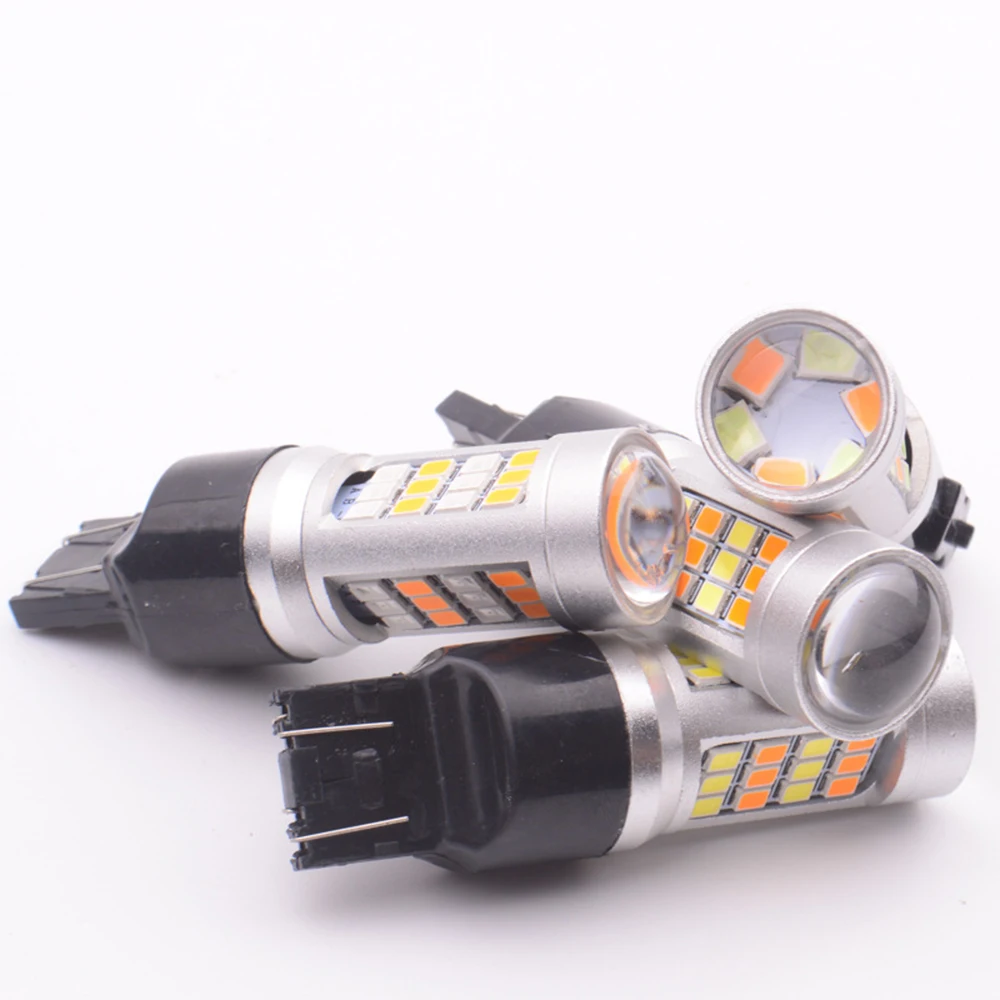 YSY 1 шт. Ксеноновые белые/Янтарные гипер вспышки 7443 3157 2835 Чип 42SMD Switchback
