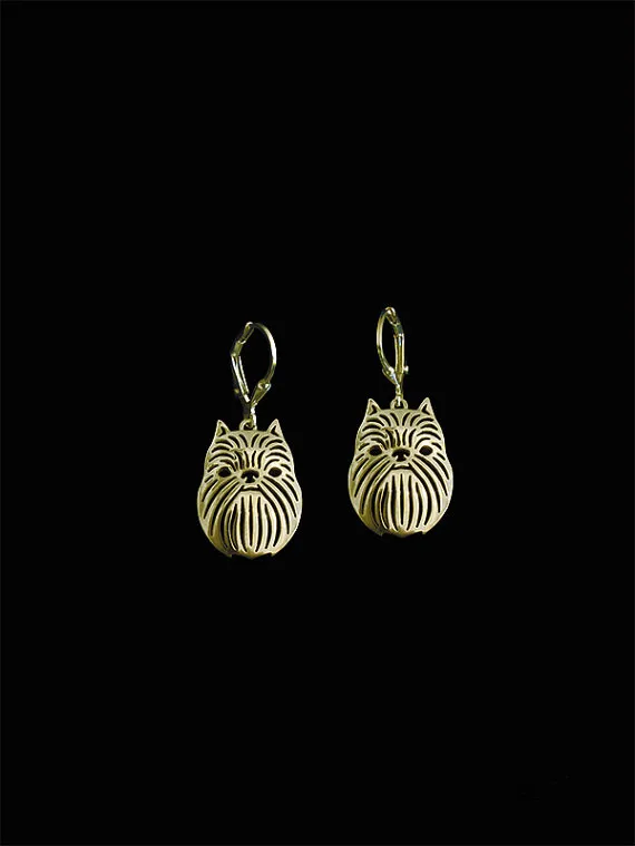 

New 2016 Unique Romantic Gold Silver Brussels Griffon Drop Earrings Wholesale Animal Earrings For Women Girl Aros