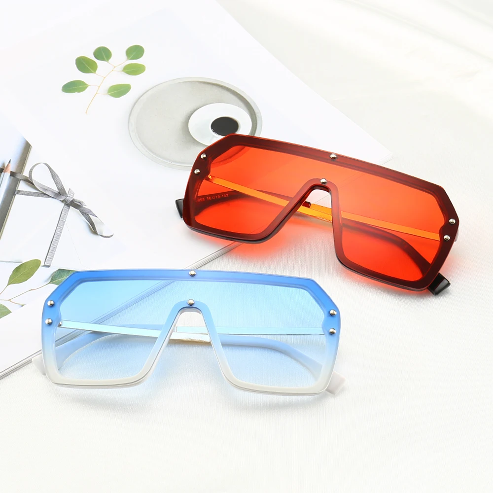 

PAMASEN Metal Big Frame Siamese Sunglasses Women Goggle Sun Glasses For Female UV400 Gafas De Sol