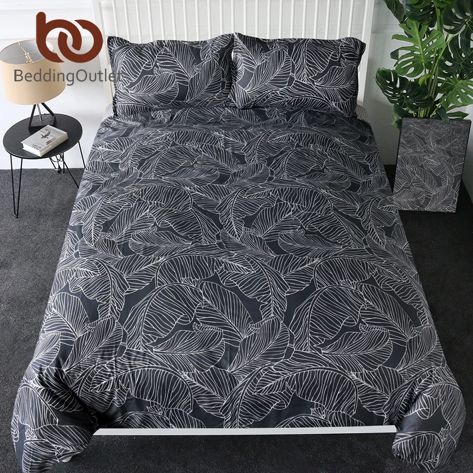 BeddingOutlet лист тень Постельное белье черный, белый цвет пододеяльник Плед простой постельное белье Реверсивный GeometricSheet2/3/4 шт. Лидер продаж