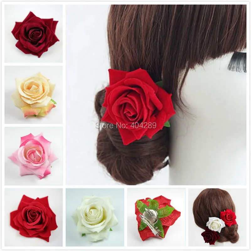 Зажим для волос Женский с красной розой свадебный аксессуар |