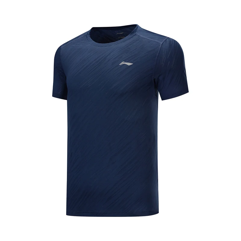 Li-Ning мужской тренировочный топ с коротким рукавом, 90% полиэстер, 10% спандекс, спортивные футболки с подкладкой, обычная посадка, футболки ATSP075 MTS3103 - Цвет: ATSP075-5H