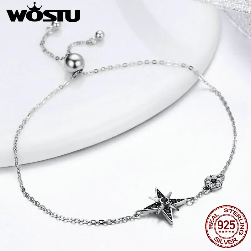 WOSTU, новинка, модный 925 пробы, серебряная звезда, светильник, цепочка, браслет для женщин, модный браслет, S925 Серебряное ювелирное изделие, подарок FIB060