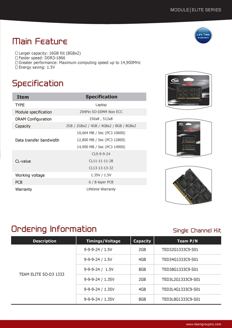 Team Group Team DDR3L ноутбук ОЗУ 4 ГБ 8 ГБ 1600 МГц 204pin CL 11-11-11-28 1,35 в Высококачественная память для ноутбука